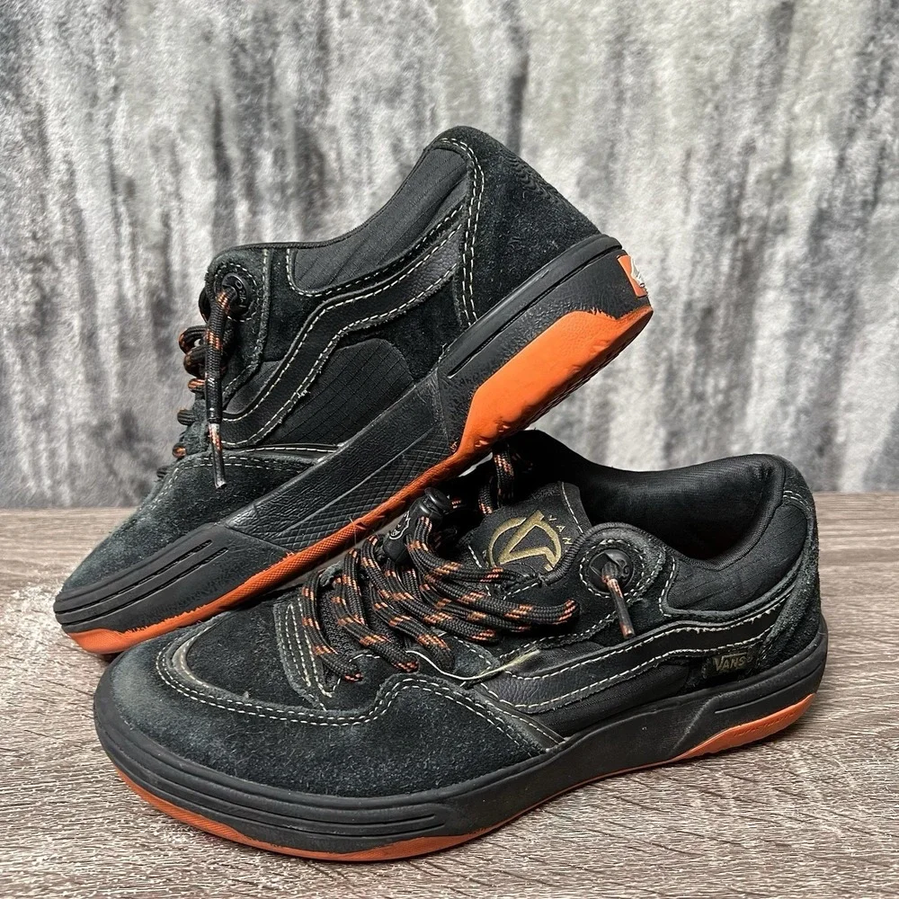 Vans Men's Sz 5 Rowan 2 Spitfire Skate Shoes Lace Up Sneakers Black/Flame Orange